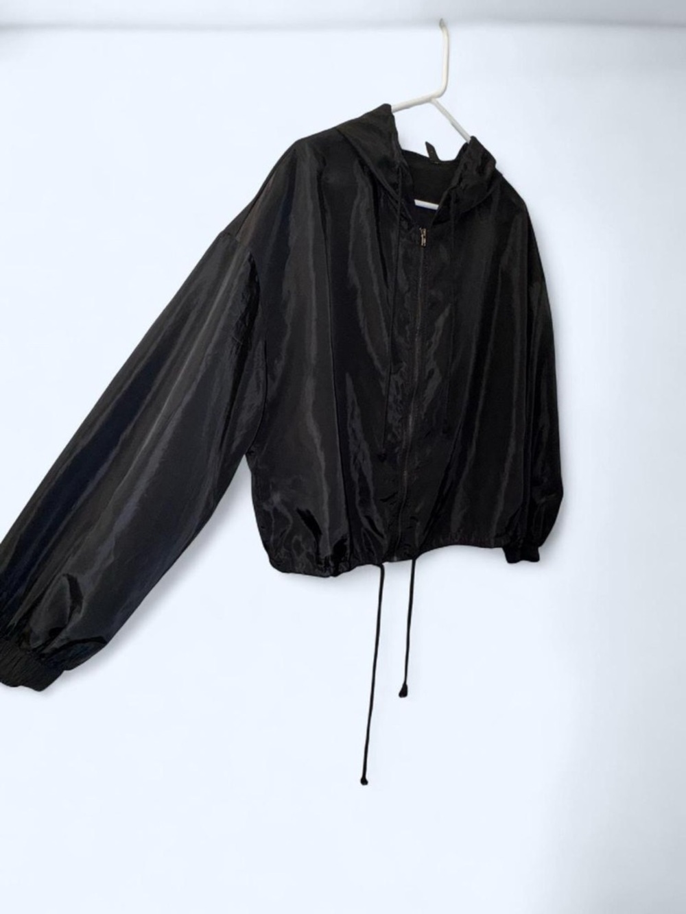 SHEIN Black Hooded Lightweight Bomber Jacket